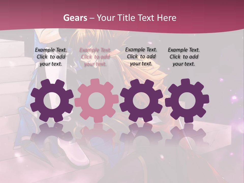 A Couple Of Anime Characters Sitting Next To Each Other PowerPoint Template