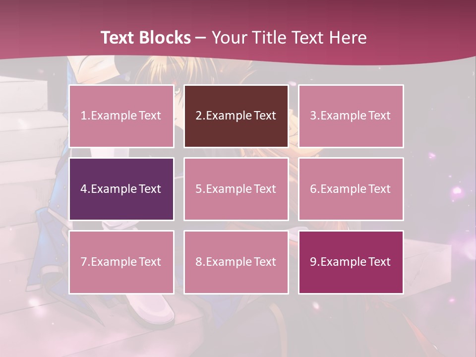 A Couple Of Anime Characters Sitting Next To Each Other PowerPoint Template