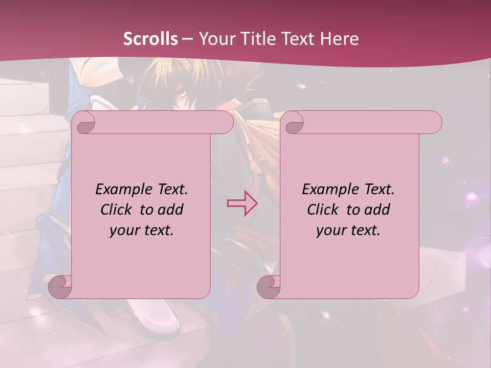 A Couple Of Anime Characters Sitting Next To Each Other PowerPoint Template