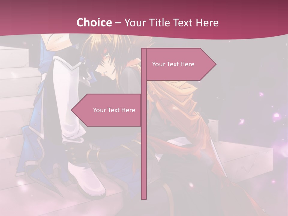 A Couple Of Anime Characters Sitting Next To Each Other PowerPoint Template