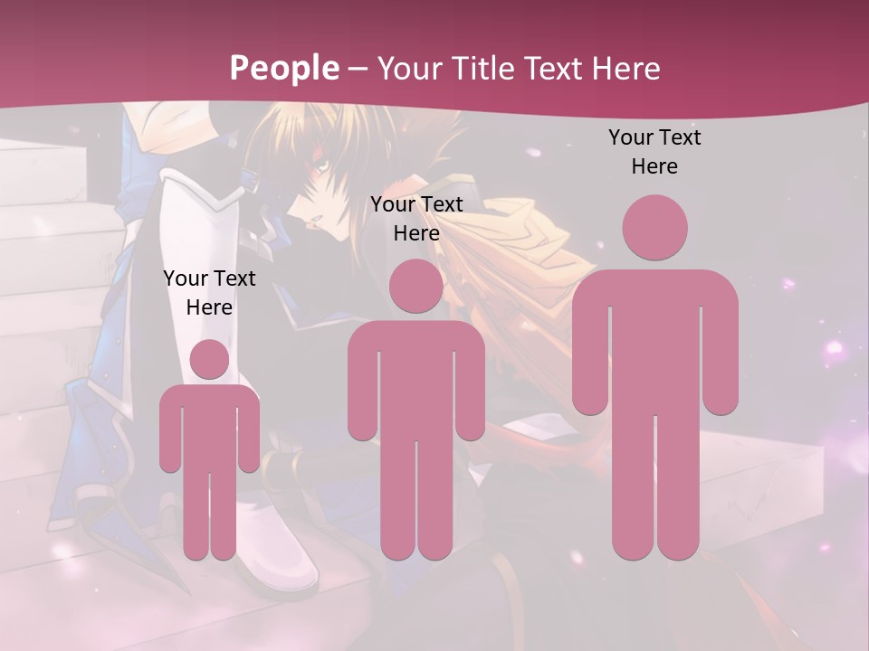 A Couple Of Anime Characters Sitting Next To Each Other PowerPoint Template