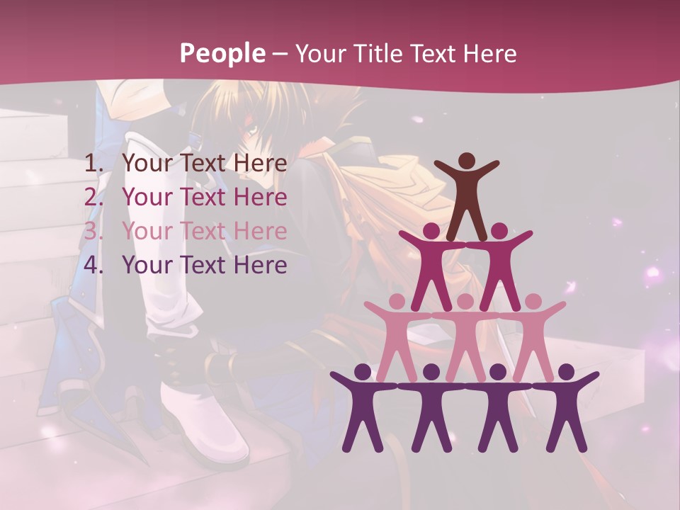 A Couple Of Anime Characters Sitting Next To Each Other PowerPoint Template