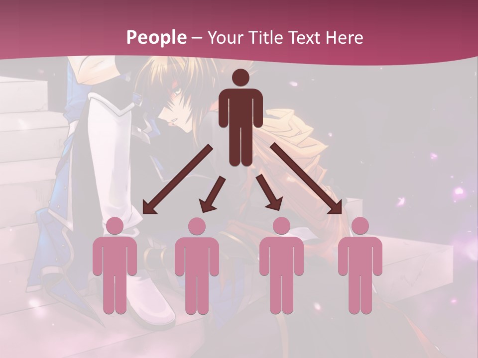 A Couple Of Anime Characters Sitting Next To Each Other PowerPoint Template