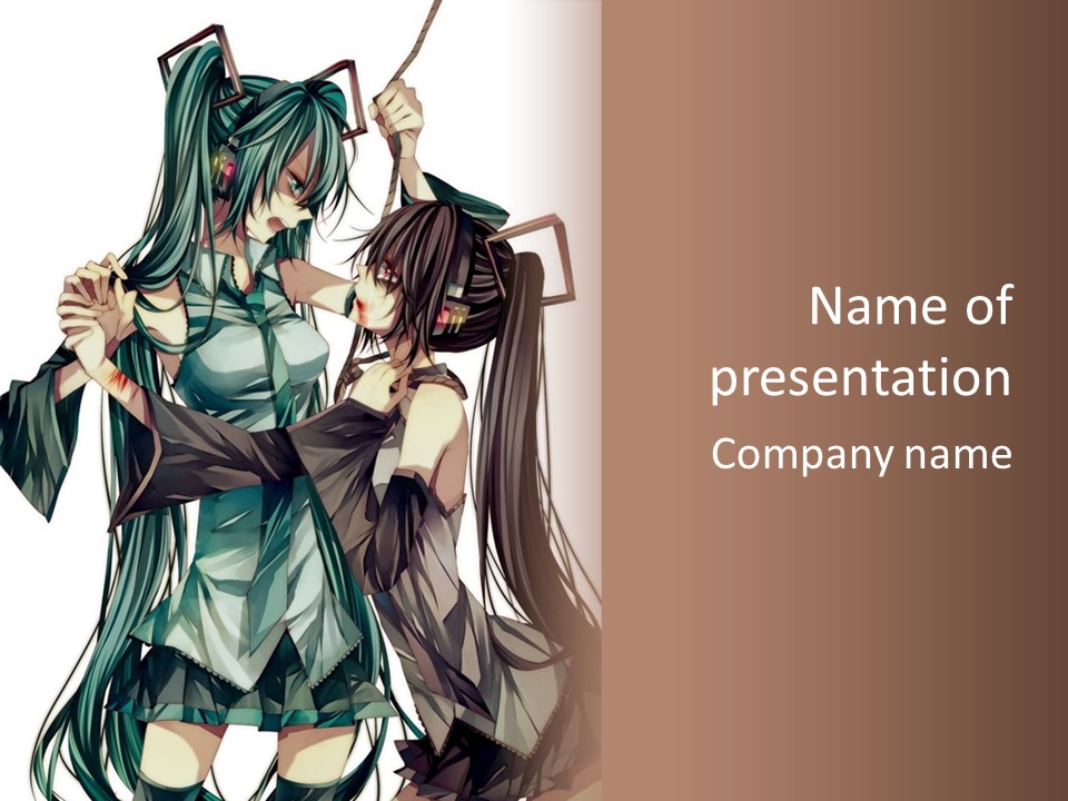 A Couple Of Anime Characters Standing Next To Each Other PowerPoint Template