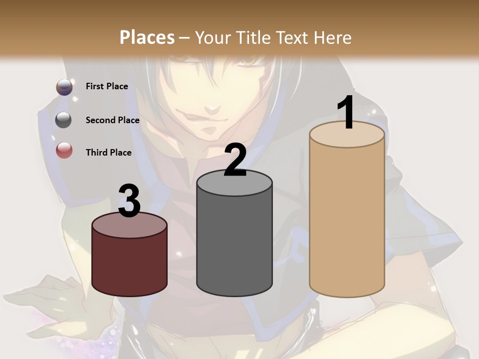 An Anime Character With White Hair And Blue Eyes PowerPoint Template