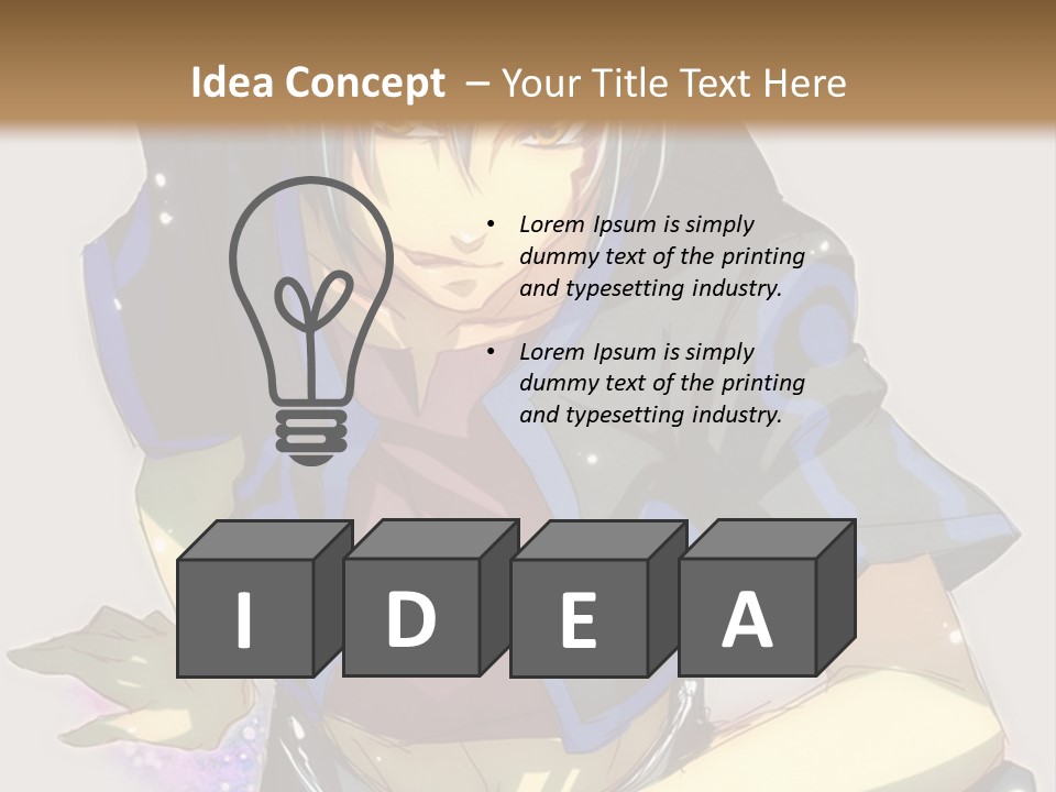 An Anime Character With White Hair And Blue Eyes PowerPoint Template