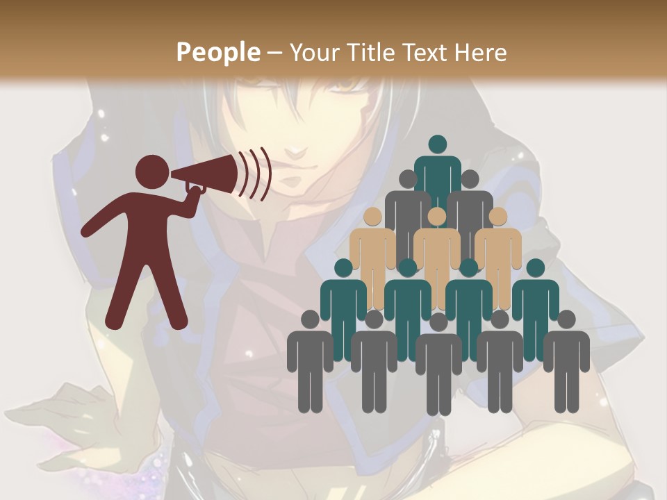 An Anime Character With White Hair And Blue Eyes PowerPoint Template