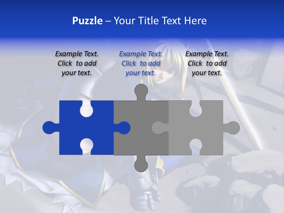 A Woman In A Blue Dress Holding A Sword PowerPoint Template