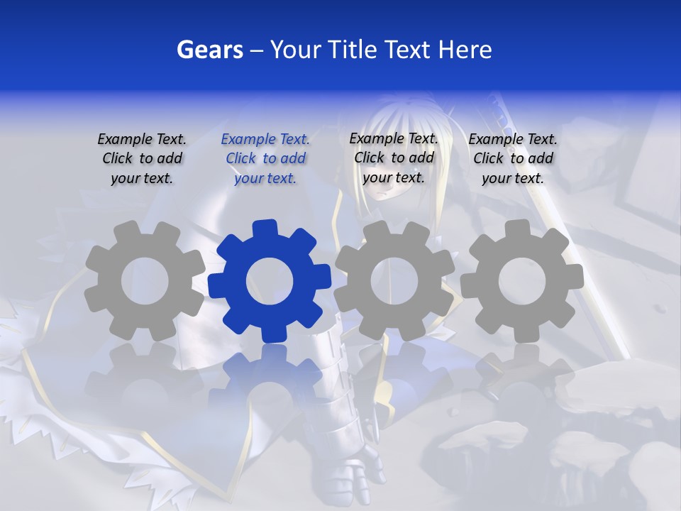 A Woman In A Blue Dress Holding A Sword PowerPoint Template