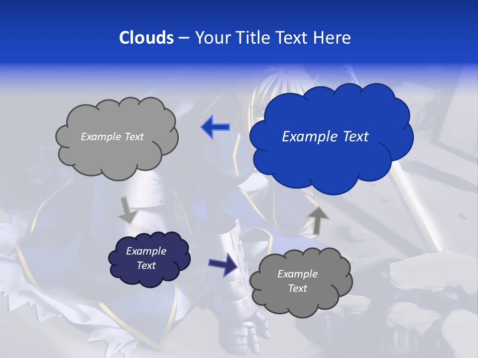 A Woman In A Blue Dress Holding A Sword PowerPoint Template