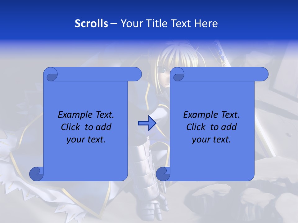 A Woman In A Blue Dress Holding A Sword PowerPoint Template