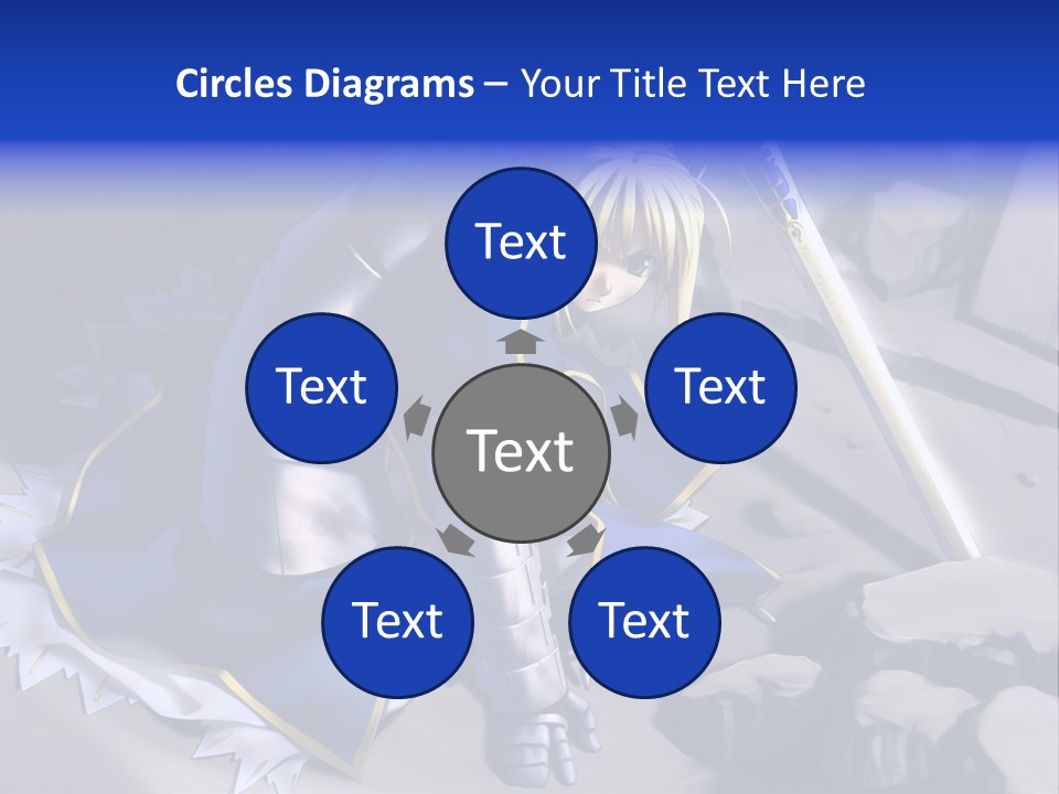 A Woman In A Blue Dress Holding A Sword PowerPoint Template