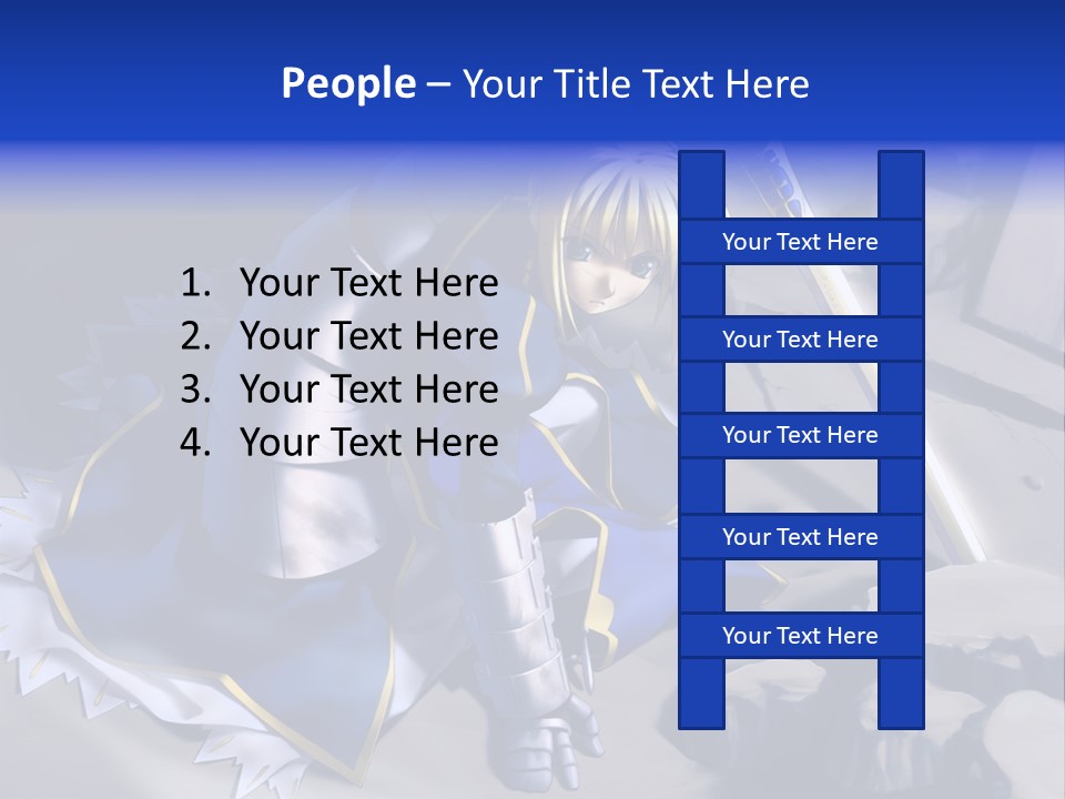 A Woman In A Blue Dress Holding A Sword PowerPoint Template