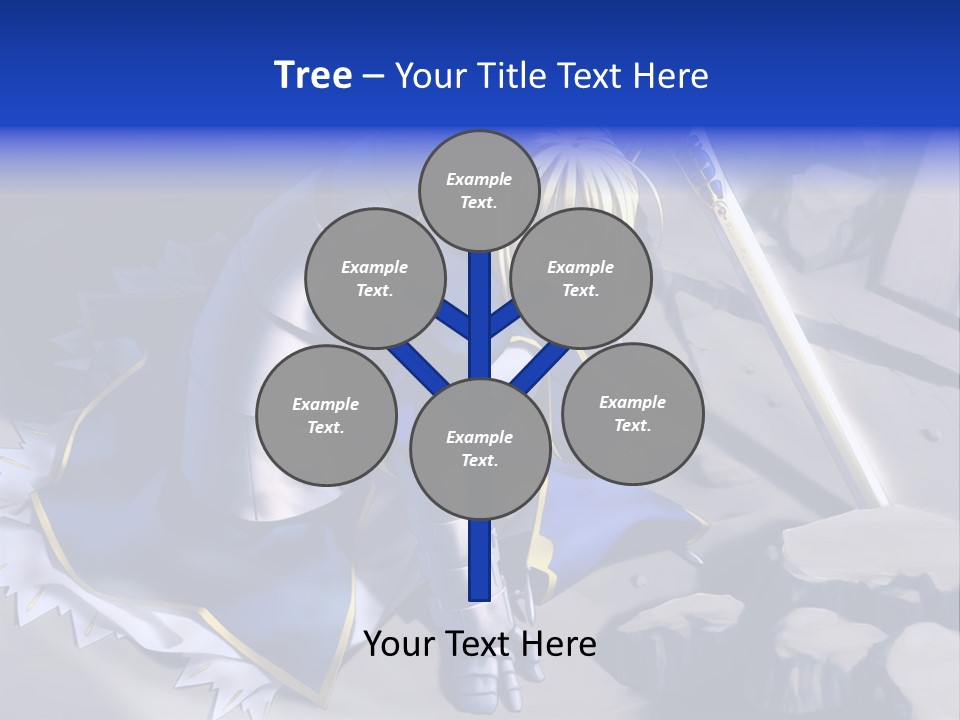 A Woman In A Blue Dress Holding A Sword PowerPoint Template