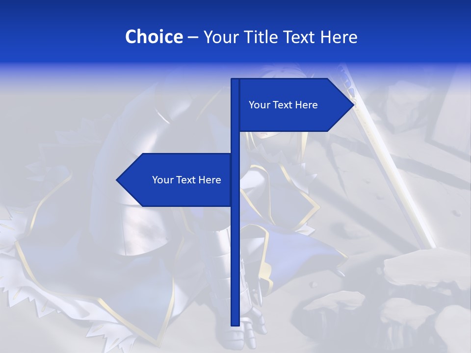 A Woman In A Blue Dress Holding A Sword PowerPoint Template