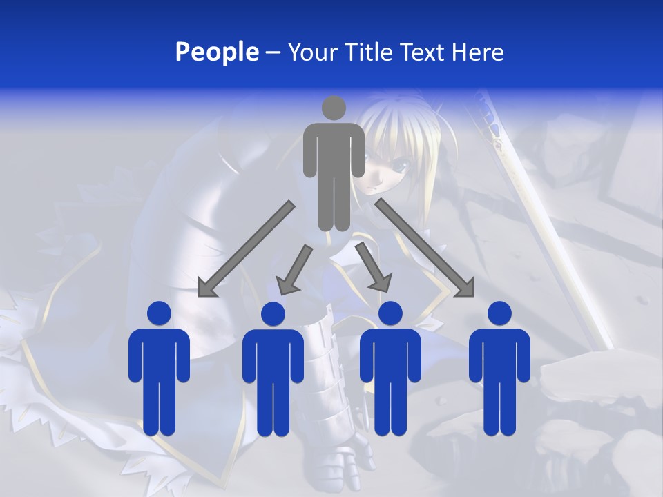 A Woman In A Blue Dress Holding A Sword PowerPoint Template