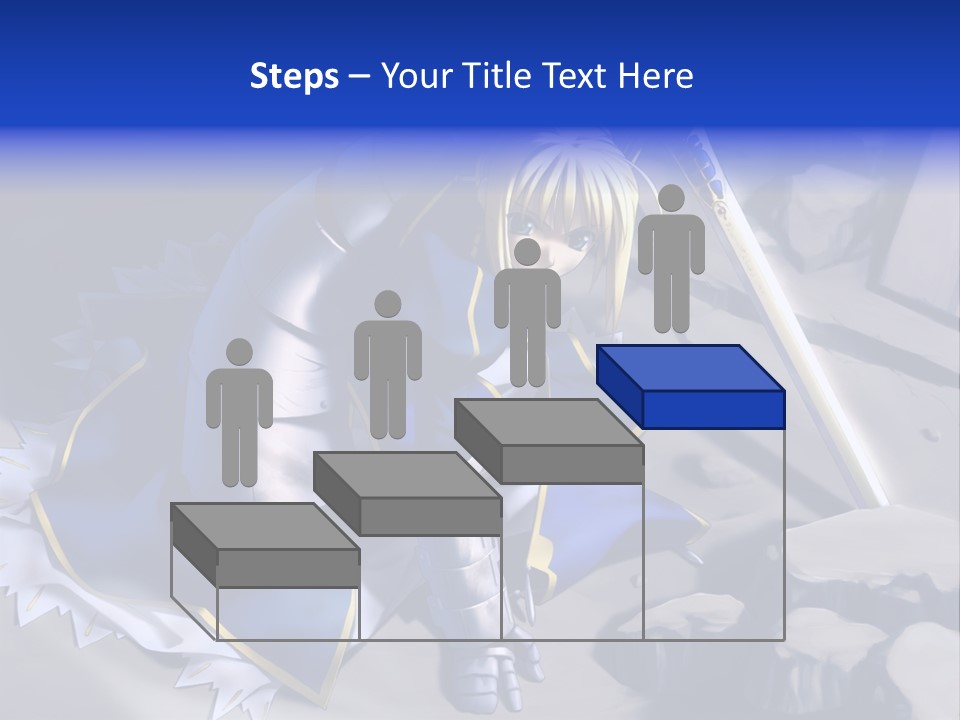 A Woman In A Blue Dress Holding A Sword PowerPoint Template