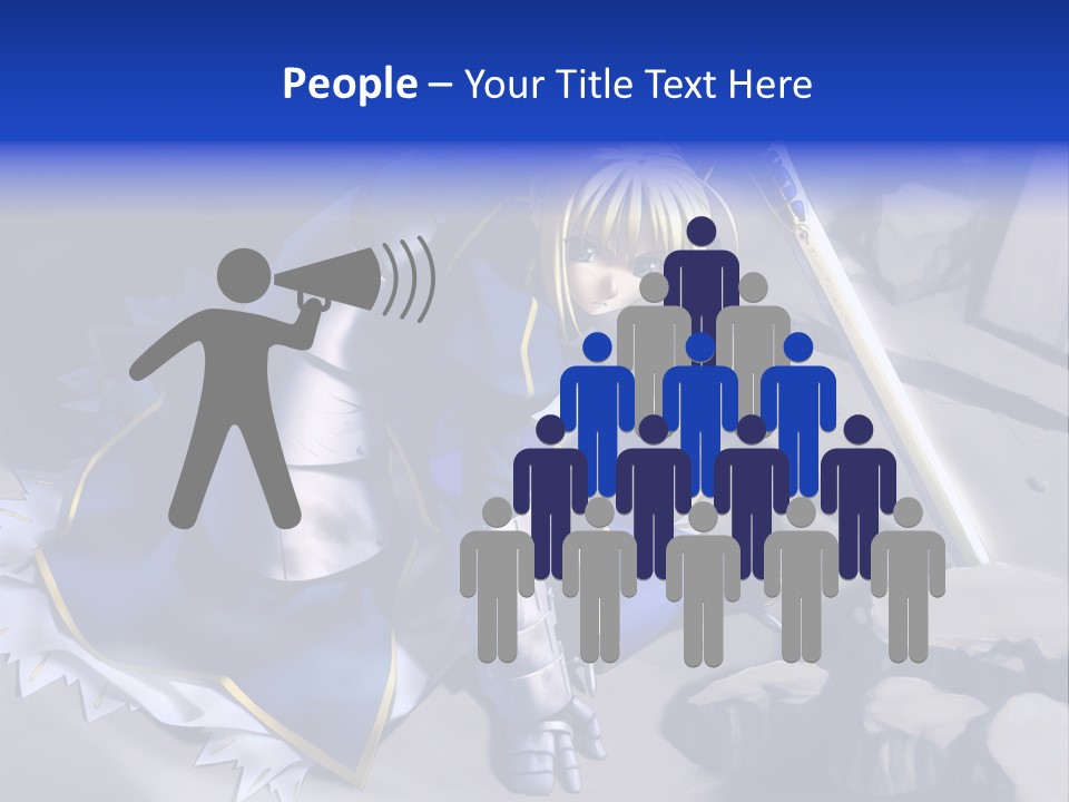 A Woman In A Blue Dress Holding A Sword PowerPoint Template