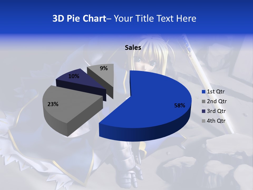 A Woman In A Blue Dress Holding A Sword PowerPoint Template