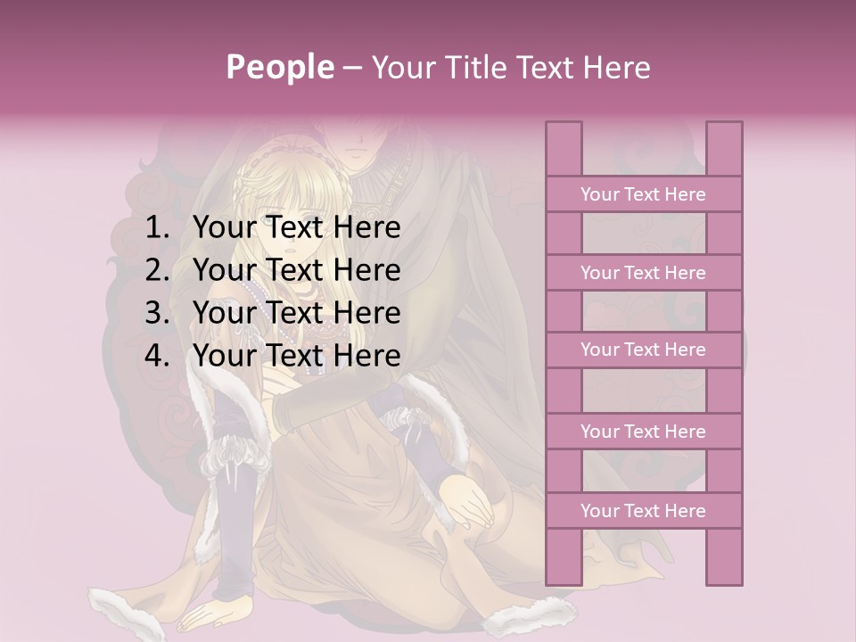 A Couple Of Anime Characters Sitting Next To Each Other PowerPoint Template