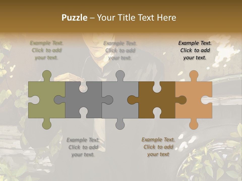 A Man Sitting On A Bench Next To A Tire PowerPoint Template