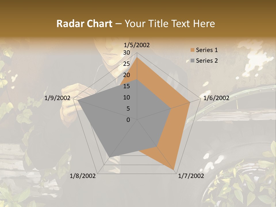 A Man Sitting On A Bench Next To A Tire PowerPoint Template