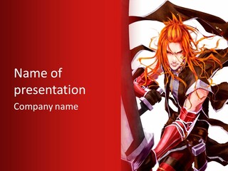 A Woman With Red Hair Is Holding An Umbrella PowerPoint Template