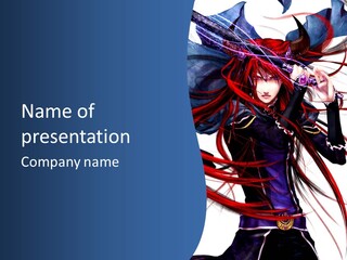 A Woman With Red Hair Is Holding A Sword PowerPoint Template