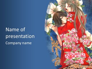 A Woman In A Red Dress With Flowers On Her Back PowerPoint Template