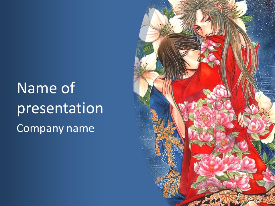A Woman In A Red Dress With Flowers On Her Back PowerPoint Template