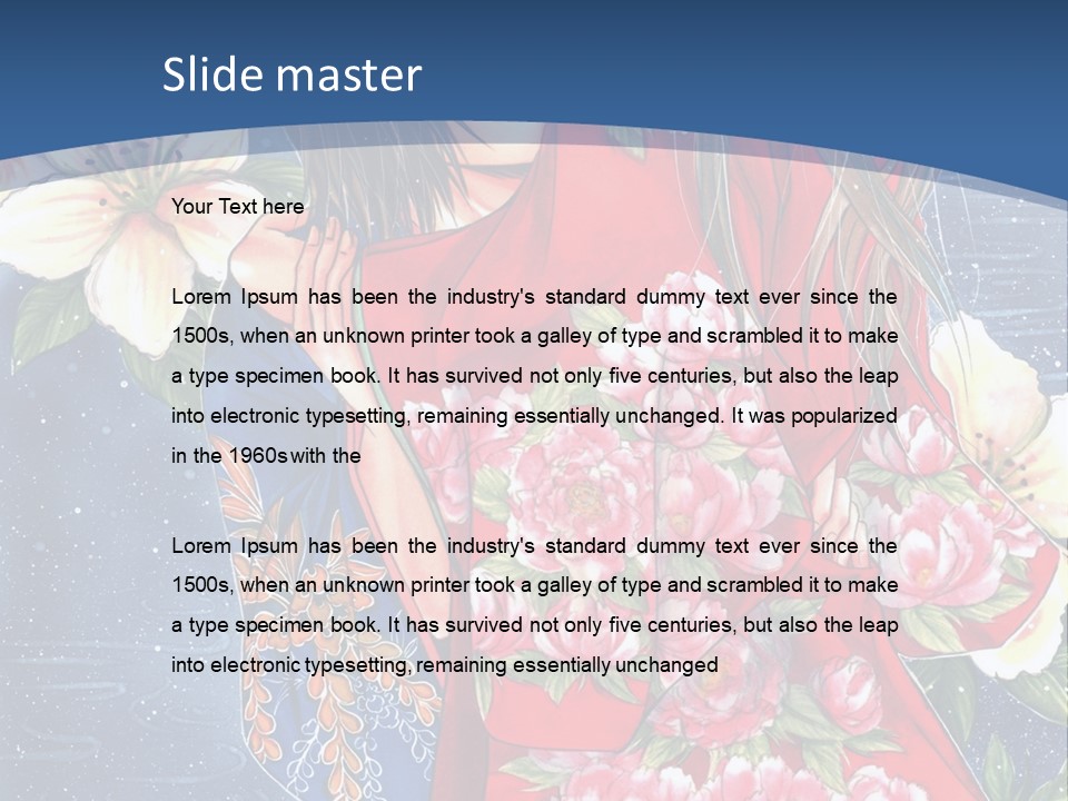 A Woman In A Red Dress With Flowers On Her Back PowerPoint Template