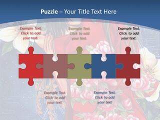 A Woman In A Red Dress With Flowers On Her Back PowerPoint Template