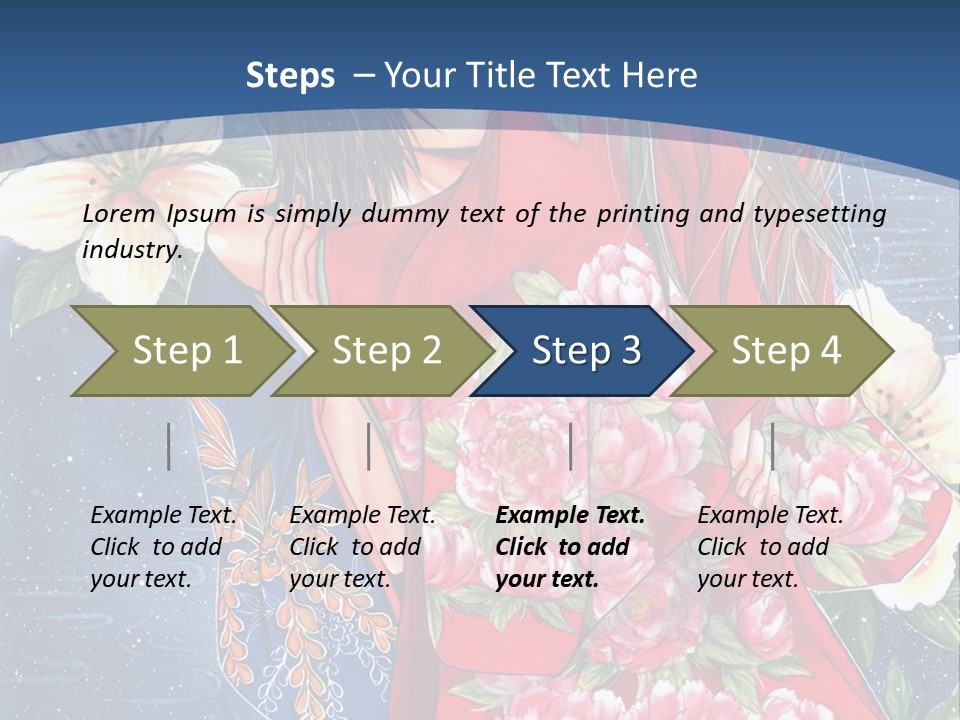 A Woman In A Red Dress With Flowers On Her Back PowerPoint Template