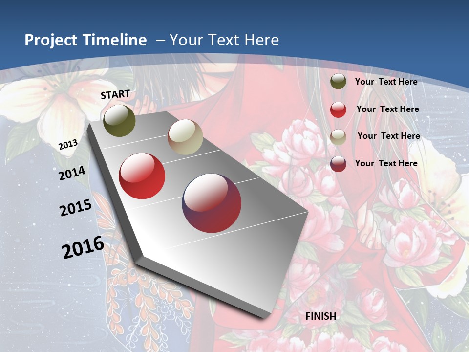 A Woman In A Red Dress With Flowers On Her Back PowerPoint Template