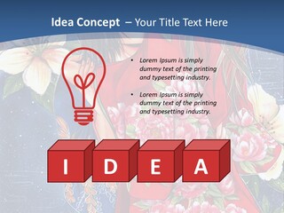 A Woman In A Red Dress With Flowers On Her Back PowerPoint Template