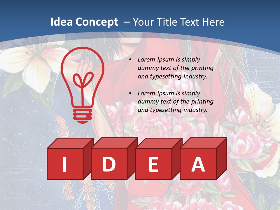 A Woman In A Red Dress With Flowers On Her Back PowerPoint Template