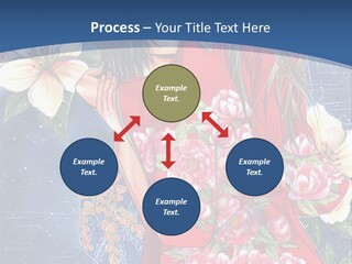 A Woman In A Red Dress With Flowers On Her Back PowerPoint Template