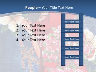 A Woman In A Red Dress With Flowers On Her Back PowerPoint Template