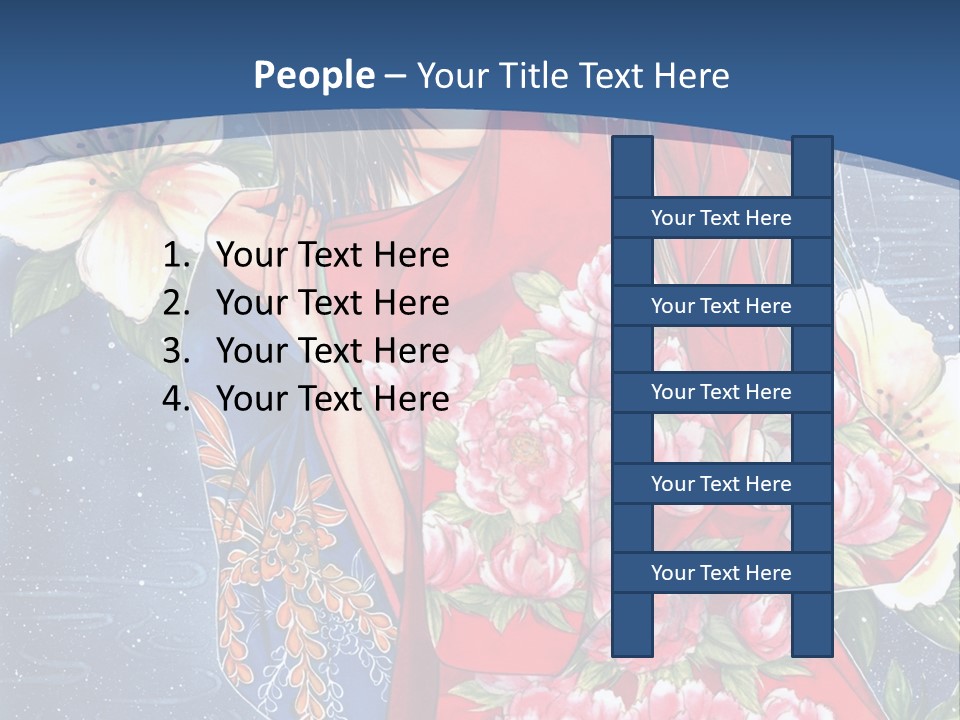 A Woman In A Red Dress With Flowers On Her Back PowerPoint Template