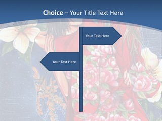 A Woman In A Red Dress With Flowers On Her Back PowerPoint Template