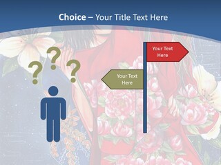 A Woman In A Red Dress With Flowers On Her Back PowerPoint Template