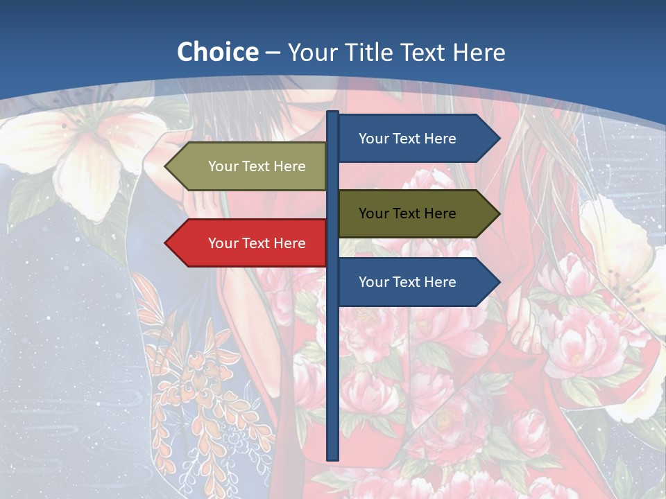 A Woman In A Red Dress With Flowers On Her Back PowerPoint Template