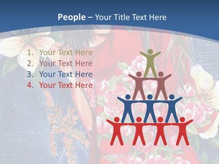 A Woman In A Red Dress With Flowers On Her Back PowerPoint Template