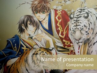 A Picture Of Two Tigers And A Man PowerPoint Template