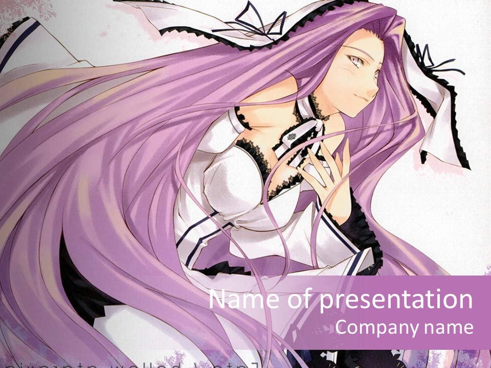 A Woman With Long Purple Hair Holding A Cell Phone PowerPoint Template