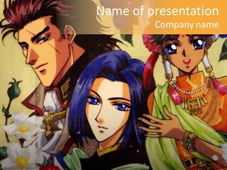 A Group Of Anime Characters Standing Next To Each Other PowerPoint Template