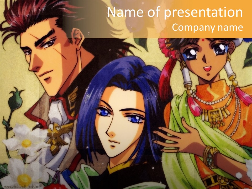 A Group Of Anime Characters Standing Next To Each Other PowerPoint Template