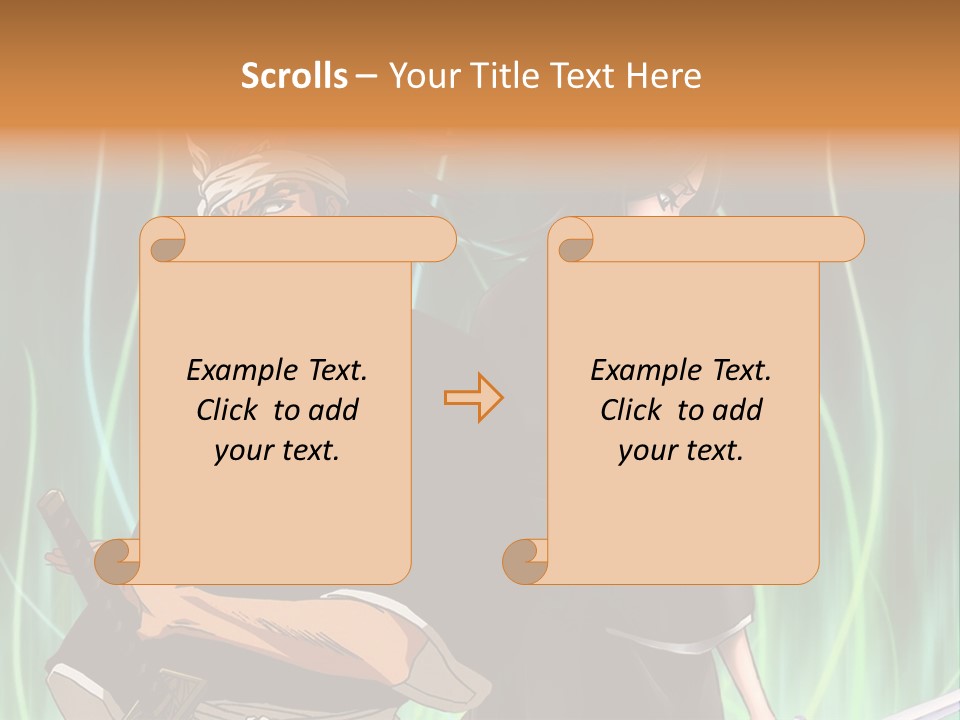 A Couple Of Anime Characters Standing Next To Each Other PowerPoint Template