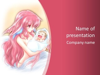 A Pink Haired Woman Holding A Baby In Her Arms PowerPoint Template