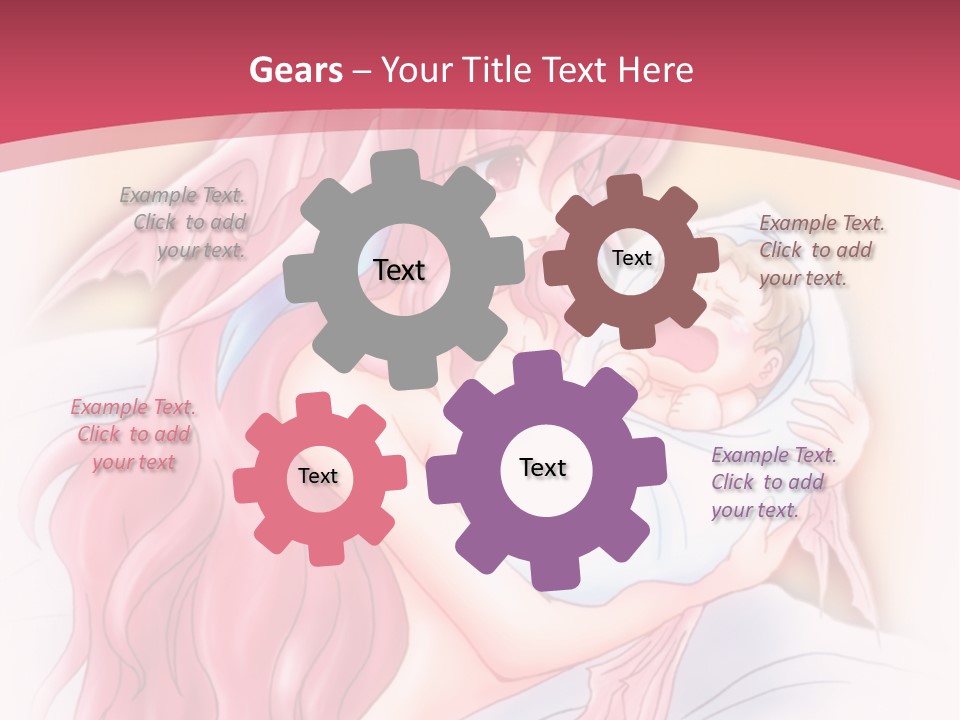 A Pink Haired Woman Holding A Baby In Her Arms PowerPoint Template